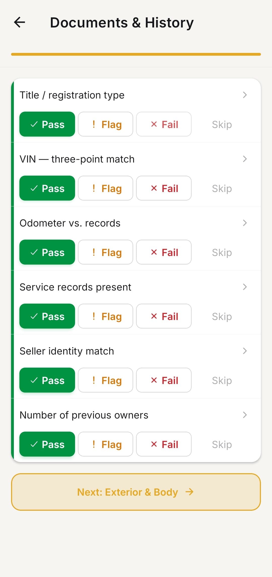 Guided checklist